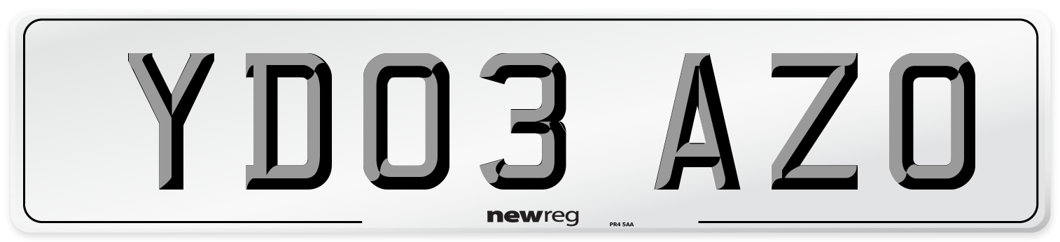 YD03 AZO Number Plate from New Reg